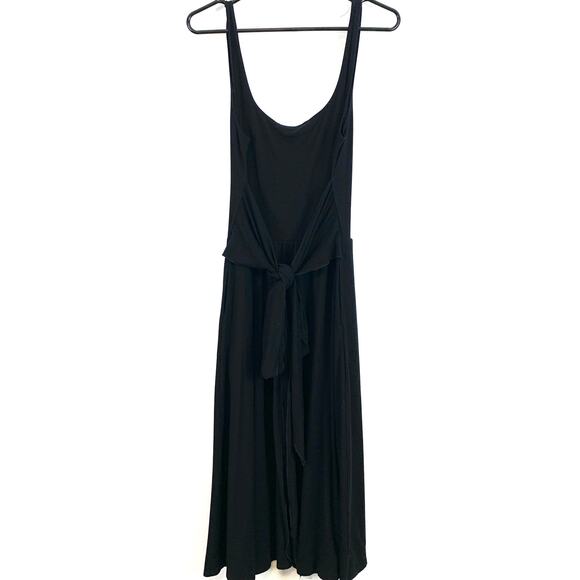 Reformation Jeans August Sleeveless Tie Belted Front Midi Dress Black Size Large - Picture 4 of 7